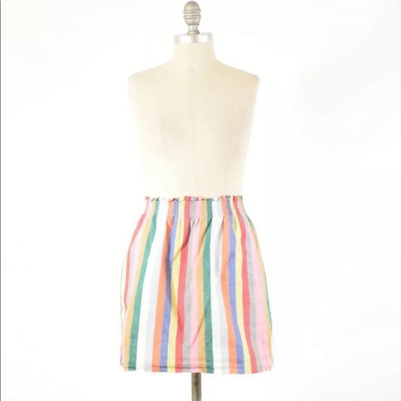 J. Crew MultiColor Elastic Waist Linen Blend Skirt - Picture 1 of 2